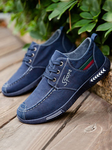 Men's Casual Breathable Simple Lace-Up Denim Canvas Shoes